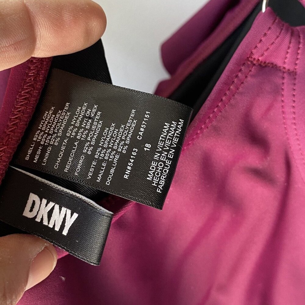 DKNY Womens Ruffled V-Neck One-Piece Swimsuit Women Plus 18 Purple Adjustable - Picture 5 of 7
